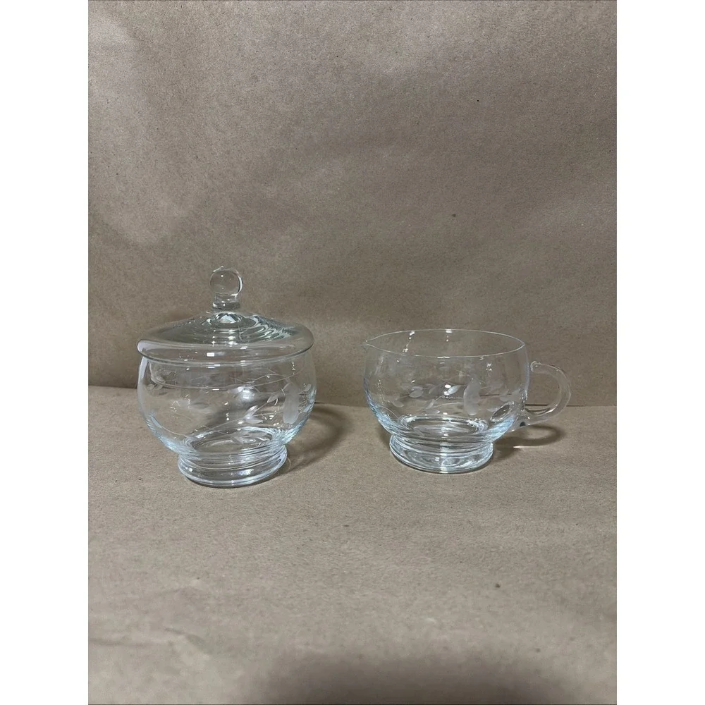 Princess House Heritage Creamer & Sugar w/Lid